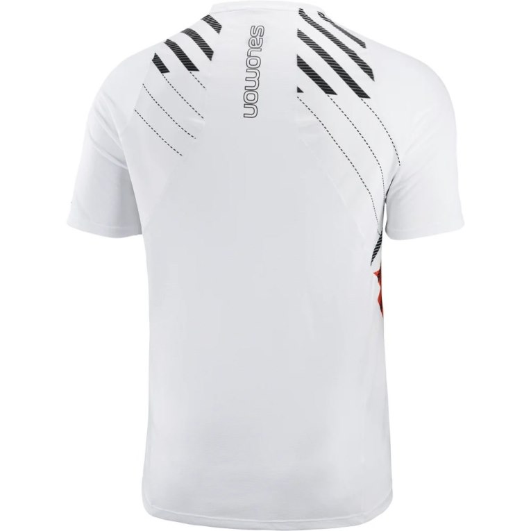 White / Red Salomon Sense Aero Short Sleeve Men's T-Shirts | PH 68459X